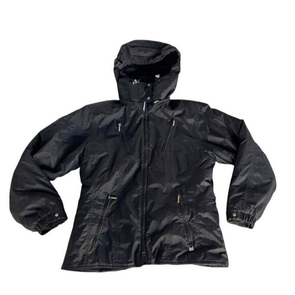 VTG NILS Woman's Sz 12 Black Mountain Black Ski Jacket Hooded Quilted Lining - Picture 13 of 13